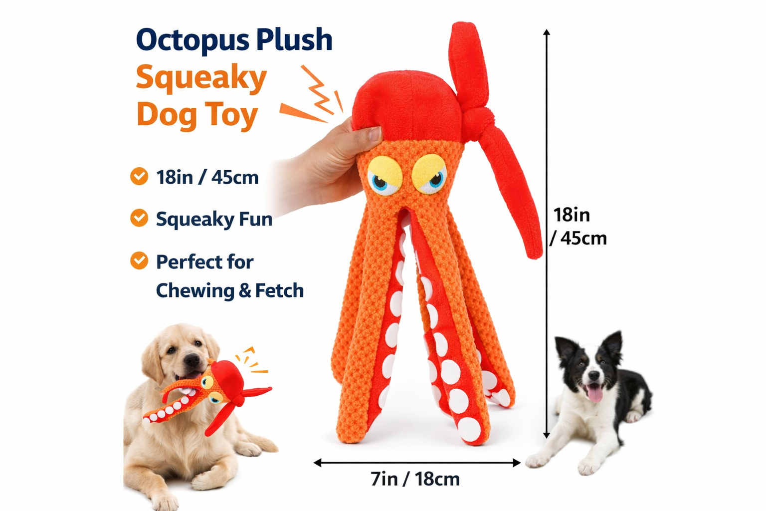 Octopus Plush Squeaky Dog Toy